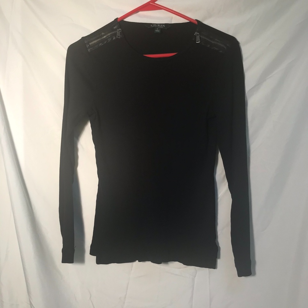 Ralph Lauren Black Ribbed Long Sleeve Shirt